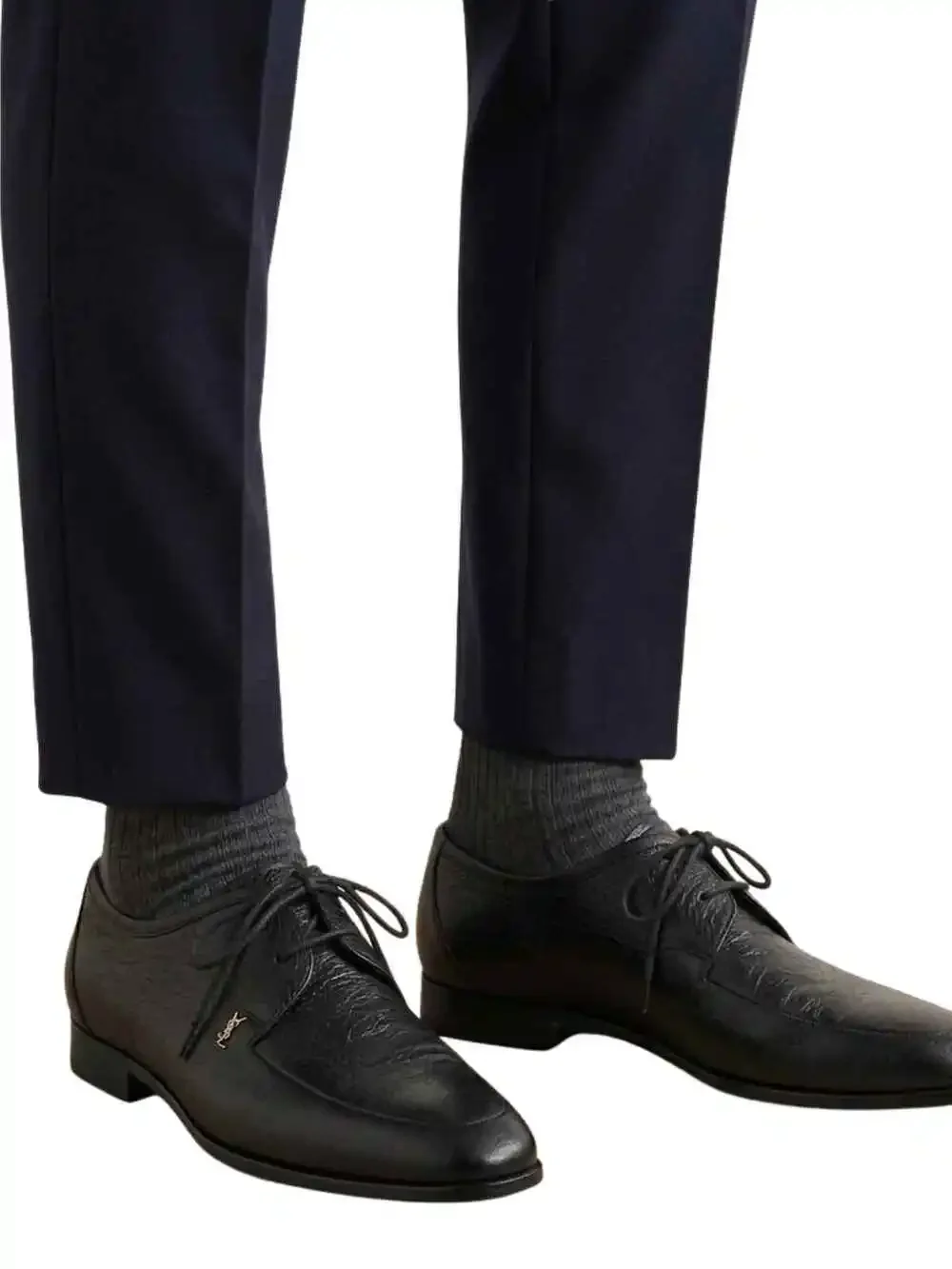 Yves Saint Laurent Pebbled Leather Lace Up Derby Oxford Shoes Black Men's Sz 39